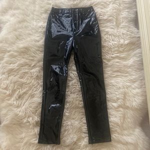 Black patent leather pants